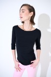 MAGLIA SLIM PARICOLLO MANICA 3/4 NERO