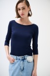 MAGLIA SLIM PARICOLLO MANICA 3/4 BLU