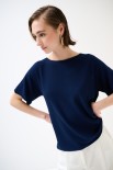 MAGLIA OVER MANICA CORTA BLU