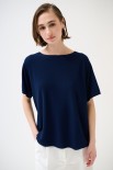 MAGLIA OVER MANICA CORTA BLU