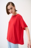 MAGLIA OVER MANICA CORTA ROSSO