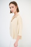 POLO CROP MANICA CORTA BEIGE