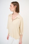 POLO CROP MANICA CORTA BEIGE