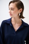 POLO CROP MANICA CORTA BLU