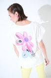 T-SHIRT SCRITTA FLOWER SHOP DAV. STAMPA SUL DT BIANCO