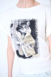 T-SHIRT GATTO ACCAPPATOIO BIANCO