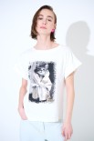 T-SHIRT GATTO ACCAPPATOIO BIANCO