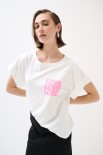 T-SHIRT DOPPIA STAMPA LOVE FUXIA