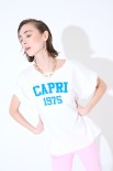 T-SHIRT SCRITTA CAPRI 1975 BLU