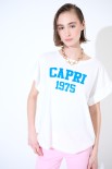 T-SHIRT SCRITTA CAPRI 1975 BLU