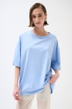 T-SHIRT OVERSIZE LUNGA CELESTE