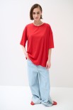 T-SHIRT OVERSIZE LUNGA ROSSO