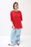 T-SHIRT OVERSIZE LUNGA ROSSO