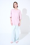 T-SHIRT OVERSIZE LUNGA ROSA