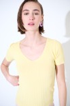 MAGLIA M.MANICA SCOLLO V COSTINA GIALLO