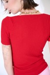 MAGLIA M.MANICA SCOLLO V COSTINA ROSSO