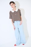 POLO CROP CON SPACCHI ARIGHE M/MANICA CIOCCOLATO