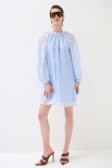 ABITO MANICA RAGLAN CON FIOCCO DIETRO CELESTE