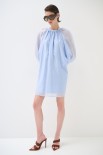 ABITO MANICA RAGLAN CON FIOCCO DIETRO CELESTE