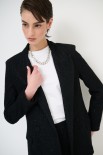 GIACCA BOUCLE D.P. A LANCIA TASCHE DOPPIO FR+PAT NERO