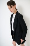 GIACCA BOUCLE D.P. A LANCIA TASCHE DOPPIO FR+PAT NERO
