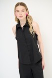CAMICIA SMANICATA CON APERTURA DT NERO