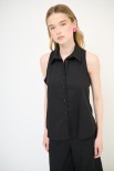 CAMICIA SMANICATA CON APERTURA DT NERO