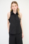 CAMICIA SMANICATA CON APERTURA DT NERO