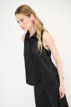 CAMICIA SMANICATA CON APERTURA DT NERO
