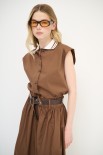 CAMICIA CROP COLLETTO POLO MORO