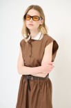 CAMICIA CROP COLLETTO POLO MORO