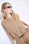 GILET OVER CON FODERA STAMPATA CAMMELLO