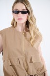 GILET OVER CON FODERA STAMPATA CAMMELLO