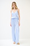 PANTALONE LARGO CINTURINO BASSO CELESTE