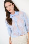 CAMICIA CROP PIZZO MANICA 3/4 CELESTE