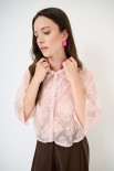 CAMICIA CROP PIZZO MANICA 3/4 ROSA