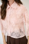 CAMICIA CROP PIZZO MANICA 3/4 ROSA