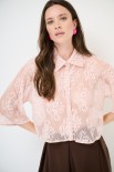 CAMICIA CROP PIZZO MANICA 3/4 ROSA
