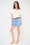 SHORT PALLONCINO + CINTURA FINE BLU CHIARO