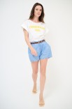 SHORT PALLONCINO + CINTURA FINE BLU CHIARO