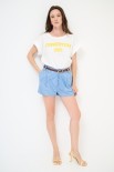 SHORT PALLONCINO + CINTURA FINE BLU CHIARO