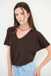 MAGLIA OVER MEZZA MANICA SCOLLO V MORO