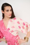 ABITO KIMONO LUNGO DOPPIA STAMPA FUXIA