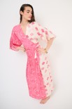 ABITO KIMONO LUNGO DOPPIA STAMPA FUXIA