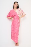 ABITO KIMONO LUNGO DOPPIA STAMPA FUXIA