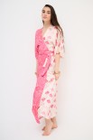 ABITO KIMONO LUNGO DOPPIA STAMPA FUXIA