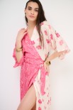 ABITO KIMONO LUNGO DOPPIA STAMPA FUXIA