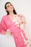 ABITO KIMONO LUNGO DOPPIA STAMPA FUXIA