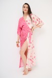 ABITO KIMONO LUNGO DOPPIA STAMPA FUXIA