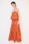 GONNA ELASTICO CON BALZE STAMPA ARANCIO